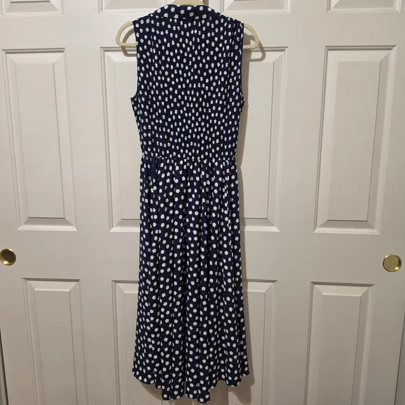 Kate Spade Navy Cloud Dot Sleeveless Shirtdress Midi Size 4/6 EUC Preppy Summer - Picture 4 of 4